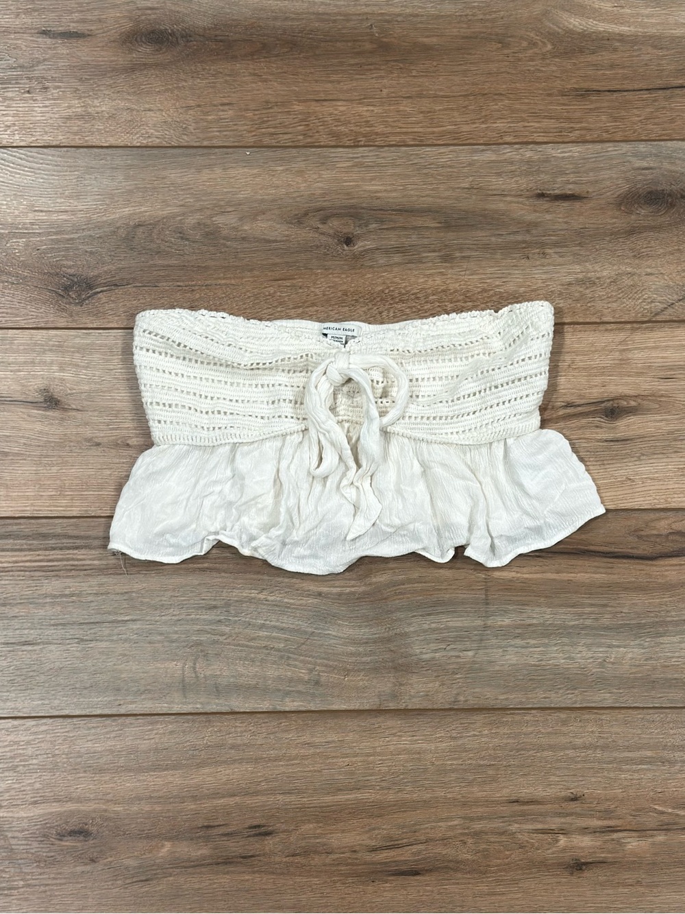 AMERICAN EAGLE White Lace Beachy Boho Crochet Mini Tube Top | Size Medium